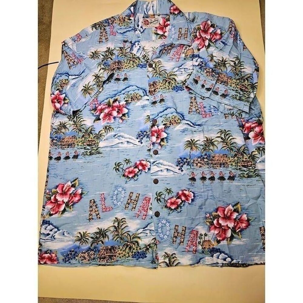 Hilo Hattie rayon hula dancers aloha shirt. Size XL